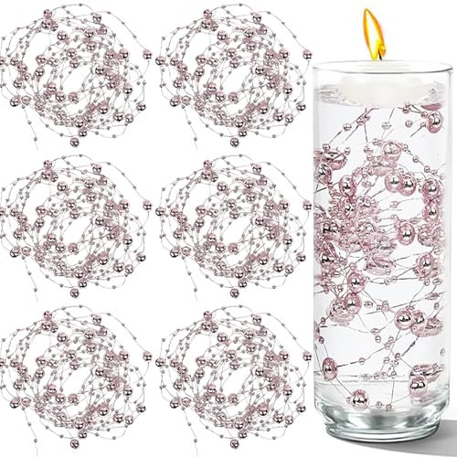 100 PCS Artificial Floating Beads for Centerpieces Vases, Rose Gold 8+3mm String Beads for Wedding Party Faux Pearl String for Decorating, String Pearls for Crafts Vase Filler