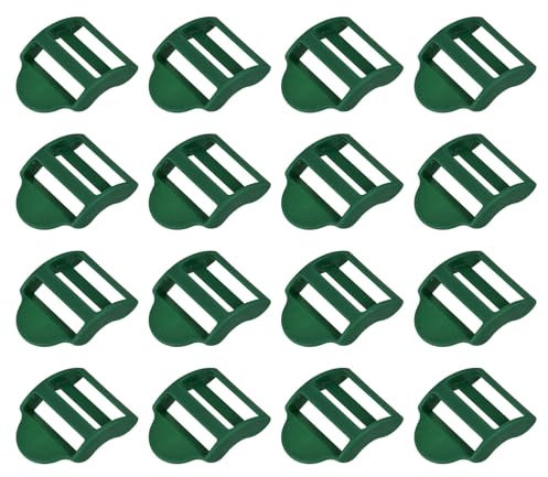 sourcing map 16Pcs Plastic Ladder Slider, 3/4 (20mm) Dark Green Adjustable Lock Buckles Tension Lock Tri-Glides for Belt Backpack Straps Parts Replacement