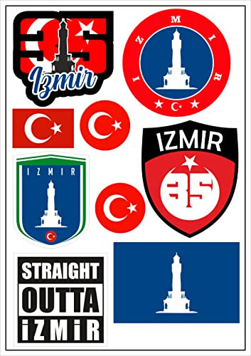 Daged Türkei Izmir Aufkleber Karte 9 Stück - PKW Auto Motorrad Biker Flagge Fahne Vinyl ST