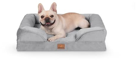 BedGoldi Orthopädisches Hundebett für mittelgroße Hunde, Ergonomisches Hundesofa mit eiförmigem Kistenschaum, Wasserdichtes rutschfestes Hundesofa 71x58 cm, hellgrau