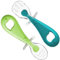 CROCOKID® Cuillère Bébé 1er Âge - Lot de 2 Cuillères d'Apprentissage Sensoriel, Silicone Ergonomique & Sans BPA | Cuillère Bébé Souple pour Apprentissage Autonome - Bleu & Vert