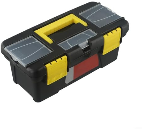 Todikaper Toolbox 2 Layer Plastic 10 Inch Mini Multi-Functional Storage Box with Reinforced Handle for Tools Accessories(Has inner layer)