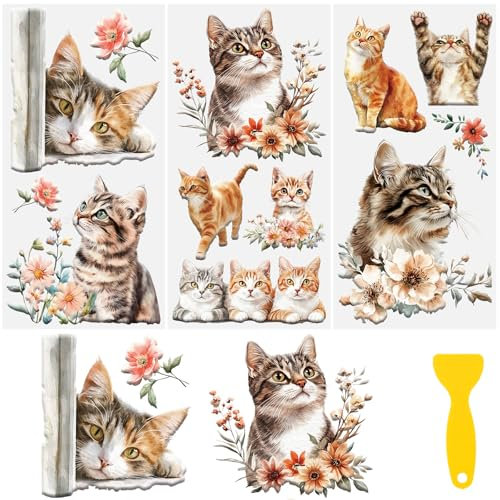 HICOHAND Transferpapier zum Basteln, 3 Bögen Katzen-Thema, 15 x 30 cm, für Möbel und Handwerk, für Holz, Farbic, Glas, DIY, Heimbüro, Dekoration