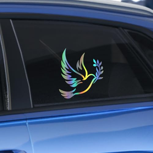 Leniutor 1 x Friedenstaube-Aufkleber für Autos, wasserdicht, Vinyl, Olivenzweig-Aufkleber, Auto-Fenster-Stoßstange, Auto, LKW, Motorrad, Wand, Heimdekoration (bunt)