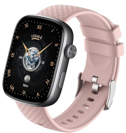 RORIOS Moda Smartwatch per Uomo Donna Orologio da Polso Attività Tracker Sportivo Orologi Intelligenti Monitoraggio Frequenza Cardiaca Durante Sonno Rosa A