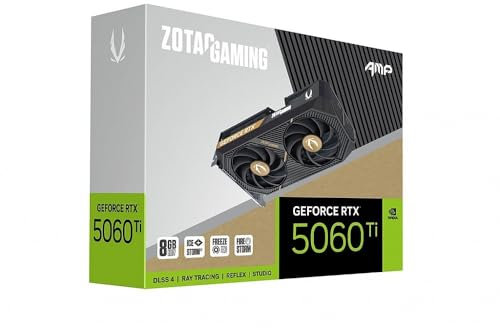 ZOTAC Gaming GeForce RTX 5060 Ti 8GB AMP DLSS 4 8GB GDDR7 128-bit 28 Gbps PCIE 5.0 Gaming Graphics Card, IceStorm 2.0 Cooling, White LED Lighting, ZT-B50610F-10M