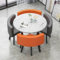 Balkon Tisch und Stühle Konferenztisch for 4 Personen KüchenTabelle Platzsparende Möbel Holzmaterial Rundes/quadra EssTabelle-Set mit Stühlen(White and Light orange)