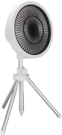 Qcwwy Campingventilator mit Stativ, 3 in 1 3 Geschwindigkeiten Tragbarer Stehender Outdoor -oszillierender Ventilator mit Licht- und Telefonladegerät Sommerluftluftl (WHITE)