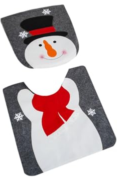 PAGJHRFJG Christmas Toilet Seat Cover and Rug Set Christmas-Decoration Bathroom Style Easy to Use
