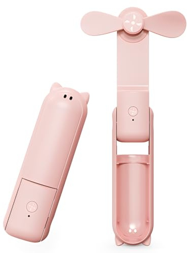 Tomedeks1 Pieza mini ventilador portatil, Ventilador portatil usb, Ventilador plegable portatil, Rosa