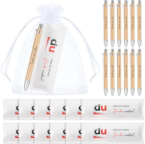 Clabby 12 Sets Danke Geschenk für Kollegen Filz Verpackung, ohne Schokolade | du Hast Ein Dickes Danke Verdient, Hülle Kompatibel mit Duplo, Kugelschreiber, Mullbeutel, Mitarbeiter Team Geschenk