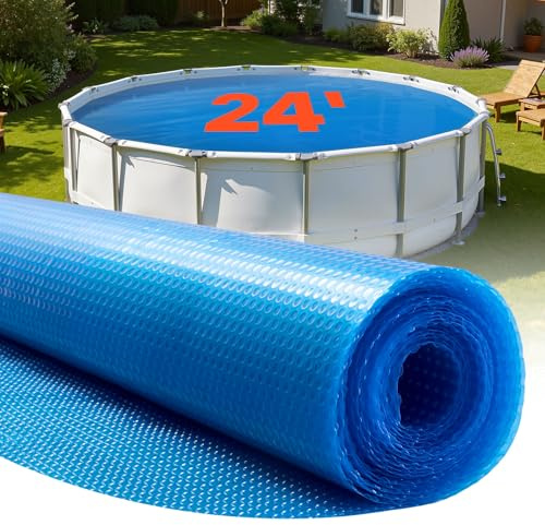 VEVOR Bâche Solaire Piscine Ronde 7,3 m Couverture Solaire Piscine Bâche à Bulles 0,3 mm en Polyéthylène PE Absorption de Chaleur Jour et Rétention Chaleur Nuit pour Piscines Hors Sol Creusées, Bleu