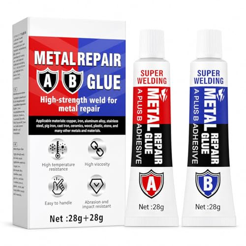 Strong AB Liquid Metal Weld Repair Paste, Metal Glue Heavy Duty Waterproof, Heat and Cold Resistance, Epoxy Industrial Glue for All Purpose Repairs for Metals, Plastic, Steel, Ceramics