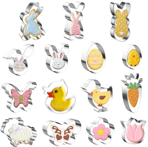 15 Stück Osterausstecher Ostern, Edelstahl Ausstechformen Ostern, Keksausstecher Oster, Osterhasen Ausstecher Ei Karotte Plätzchenausstecher, Basteln Ideales Ostergeschenke Kinder Oster Party DIY