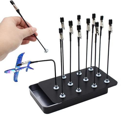 Professional Model Painting Stand Kit - 12PCS Magnetic Bendable Clips and Storage Box, Flexible Wire Clamps With Rubber Tips, Model Tools for Airbrushing, Model Parts Assemble & Miniatures