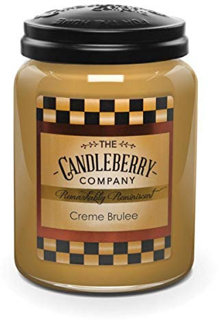 Candleberry Duftkerze im Glas mit Deckel - Creme Brulee (570g) - Intensiv duftende ganzjährige Kerze bis zu 160h Brenndauer für jeden Anlass, langlebig und handgegossen in den USA