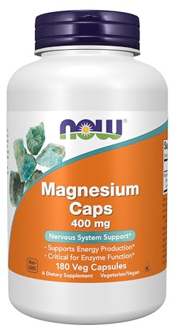 NOW Foods Supplements, Magnesium 400 mg, Enzyme Function*, Nervous System Support*, 180 Veg Capsules