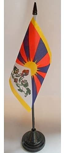 AZ FLAG - Tischflagge Tibet - 15x10 cm - Tibetische Tischfahne 10 x 15 Cm - Flaggen