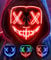 AnanBros Scary LED Halloween Mask, Light up Mask Cosplay, LED Rave Face Mask Costume 3 Lighting Modes, Halloween Face Masks for Men Women Kids - Red
