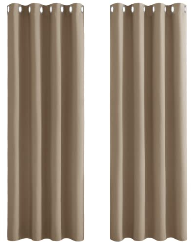 PONY DANCE Wärmeisolierende Vorhänge mit Ösen Schlafzimmer Gardinen Blickdicht Thermovorhang gegen Hitze Verdunkelungsvorhang, 2er Set H 228 x B 117 cm, Cappuccino