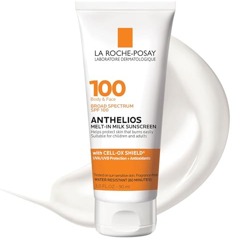 La Roche-Posay Anthelios Melt-In Milk Sunscreen SPF 100, Sunscreen For Body & Face, Broad Spectrum SPF + Antioxidants, Oil Free, For Sun Sensitive Skin, Oxybenzone Free