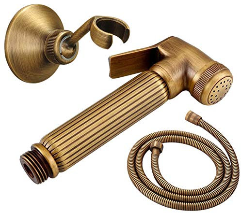 Juego de ducha de bidé de mano de latón antiguo Rociador de bidé de cobre Inodoro Grifo de bidé Lavabo,C