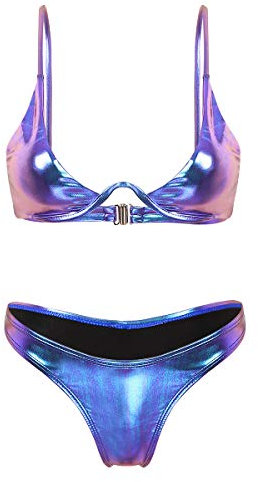 YOOJIA Femme Micro Bikini Sexy Maillots de Bain Femme Mini Bikini G-String Femme 2 Pièces Maillot Sexy Thong Micro Mini Bikini Plage Piscine Natation Bleu S