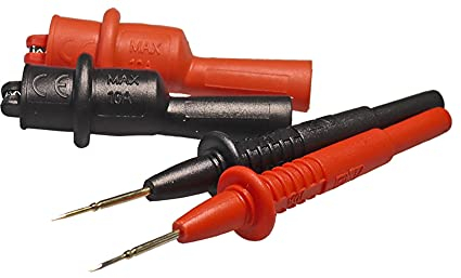 PeakTech MKS-10 Messspitzen mit Krokodilklemmen, feine Prüfspitzen für Multimeter mit 4mm Steckern, Rot, Schwarz