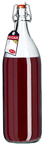 Bottiglia di vetro Kadax, bottiglia di liquore alla frutta, bottiglia vintage fatta di sodaggas, bottiglia di stiratura trasparente, bottiglia di serratura da stiro, (1,9 litri, 1 pezzo)