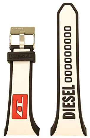 Diesel Uhrband Wechselarmband LB-DZ1922 Ersatzband für DZ-1922 Uhrenarmband Kautschuk 30mm weiß-schwarz-rot
