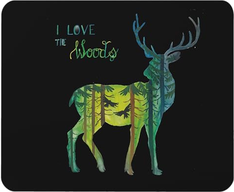 Mr. & Mrs. Panda Mauspad Hirsch I Love The Woods - Geschenk, Naturliebhaber, Natur, Positive Botschaft, Mausunterlage, Outdoor, Wald, PC Zubehör,