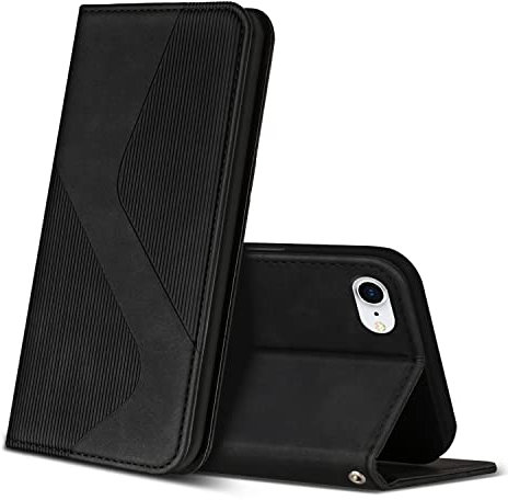ZONNAVI Cover per iPhone SE 2022 / SE 2020/8 / 7, Flip Custodia Pelle PU con [Slot Cart] [Supporto Stand] [Magnetica], Cover a Libro Portafoglio per iPhone SE 2022 / SE 2020/8 / 7 (Nero)