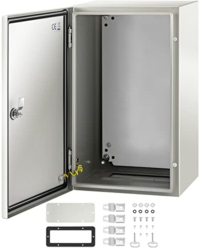 VEVOR Caja de Distribución Eléctrica 50x30x25 cm Caja Eléctrica IP66 Caja de Distribución Eléctrica de Acero al Carbono Cubierta para Contador Eléctrico Impermeable de Exterior para Montaje en Pared