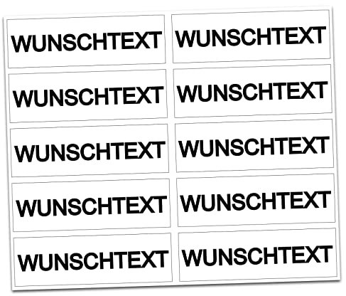 Finest Folia 10 x Aufkleber je 6,5x2cm personalisiert Name Telefonnummer Bechriftung Namensaufkleber für Erwachsene Kennzeichnung Hinweis Sticker (R022-10 Wunschtext)