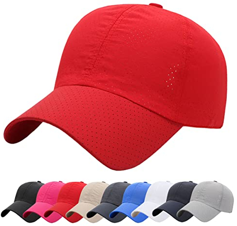 Baynetin Masche Baseball Kappe, Herren Atmungsaktive Schnell Trocknend Basecap, Mesh Freizeit UV Baseballmütze Verstellbar Sport Cap (Rot)