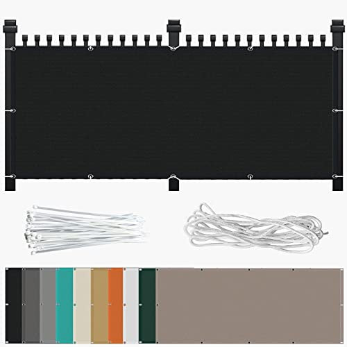Balkon Sichtschutz Seitenmarkise 100 x 200 cm Mit Montagezubehör Sonnenschutz Segel PB2 PES 100% Polyester für Balkon Garten Balkongeländer, Schwarz
