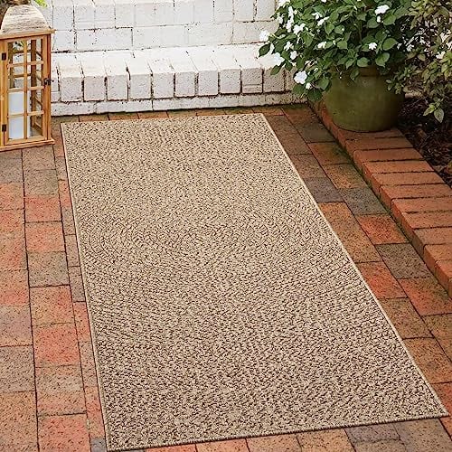 CARPETIA Indoor- und Outdoor-Teppich klein wetterfest Sisal-Optik Garten Terrasse Balkon Esszimmer Wohnzimmer 60x90 cm