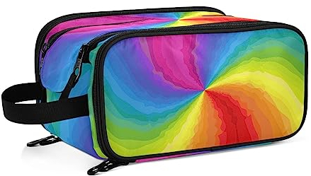 Kulturbeutel Bunter Abstrakter Regenbogen Große Kosmetiktasche Kulturtasche Waschtasche Make Up Tasche Waschbeutel Schminktasche für Damen Mädchen