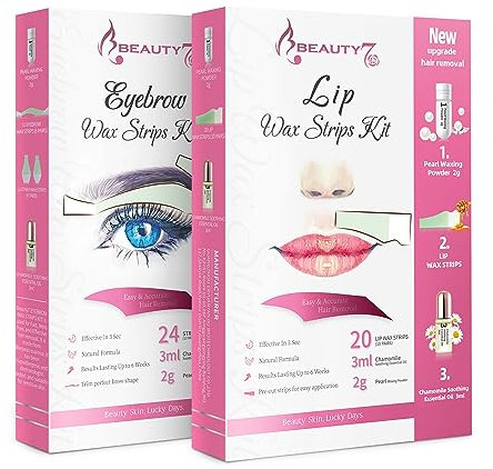 Beauty7 Wachsstreifen Fit Wax Strips Kaltwachs Enthaarungs Streifen Augenbrauen & Oberlippen Wachsstreifen Damen Gesichtsenthaarung cold wax strips Enthaarungsstreifen Mit Perlenpulver und Kamillenöl