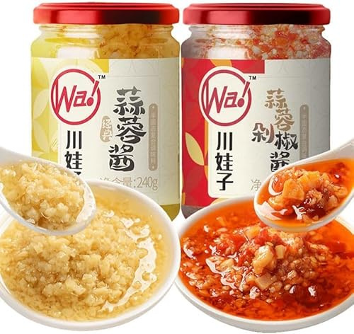 Homemade Chili Garlic Sauce, Hotpot Soup Japchae&Korean Dish seasoning, garlic seasoning, Chinese Specialties, Pickled Vegetables, Mixed Noodles Spicy Sauce, chili powder (Chili Garlic Sauce,3 can)