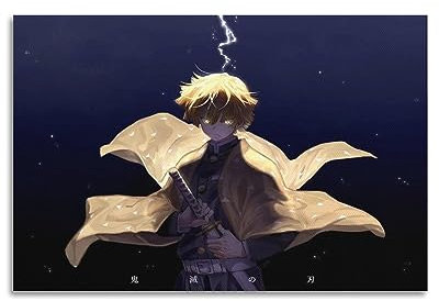VZRSQZK Anime Ghost Slayer Zenitsu-Figur-Poster, dekoratives Gemälde, Leinwand-Wandposter und Kunstdruck, modernes Familienschlafzimmer-Dekor-Poster, 20 x 30 cm