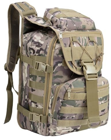 Luckin Packin Militär Taktischer Rucksack für Herren Army Assault Rucksack Molle Pack mit gepolstertem Laptopfach, Grün Multicam