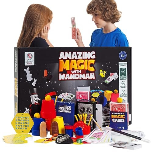 Magic With Wandman – Magic Tricks - Box of Tricks – Amazing Magic Set, - Magic Tricks for Kids - Suitable for Kids 6+, Includes the classic Cups & Balls, Magic Wand, Card Tricks & Much More