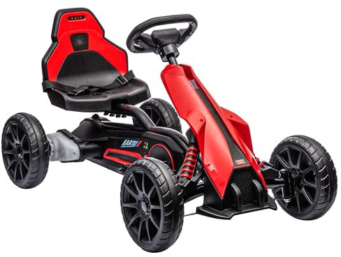 HOMCOM Electric Go Kart for Kids, 12V Battery Powered Drift Kart with Dual Speed, Forward and Reverse, Safety Belt for Boys and Girls, Ages 3-8 Years, Red