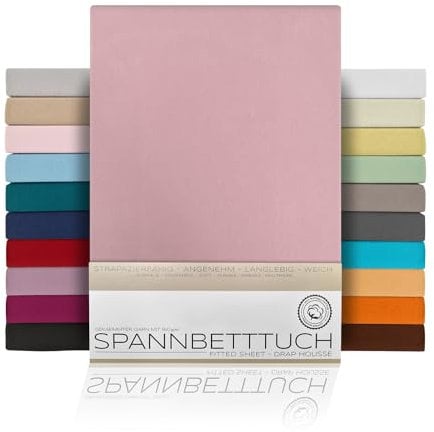 BEAUTEX Spannbetttuch Bettlaken aus Baumwolle, Premium Jersey Stoff 160g/m², Größe und Farbe wählbar (Boxspring - 140x200x45 cm, Altrose)