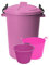 (Set of 3) 50L Litre Heavy Duty Clip Lock Lid Rubbish Bin Dustbin /3 Gallon 14 Litre Plasters Builder Bucket and 20 Litre Flexible Plastic Storage Container Bucket Tub Trugs Horse Feeder (Pink)