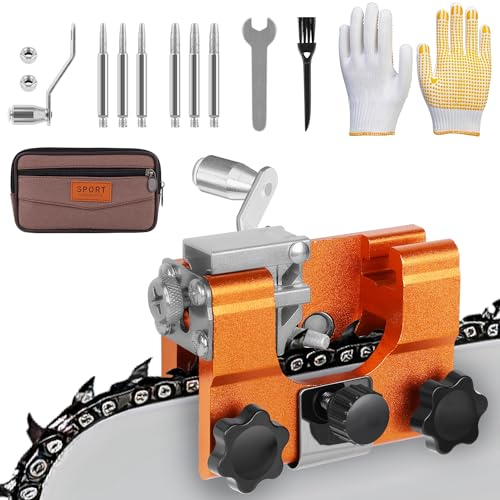 Affilatrice per motosega, set con 6 testine abrasive, affilatrice portatile a manovella, affilatrice per catena per tutti i tipi di motoseghe