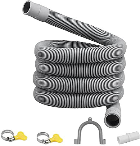 SVRITE Drain Hose Extension Set Universal Washing Machine Hose 2M, Include Bracket Hose Connector and Hose Clamps Drain Hoses