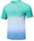 Huayuzh Men's Watersport Rash Guards Swimming Shirts UV Swim Top UPF 50+ Quick Dry Short Sleeve Surfing Running Sports Top Three Color Gradient M
