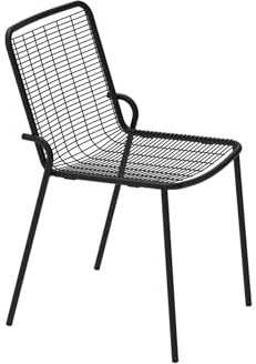 MONDO VIRO Roma Gartenstuhl aus lackiertem Metall, stapelbar, 47 x 60 cm, Höhe 84 cm (Schwarz, 8)